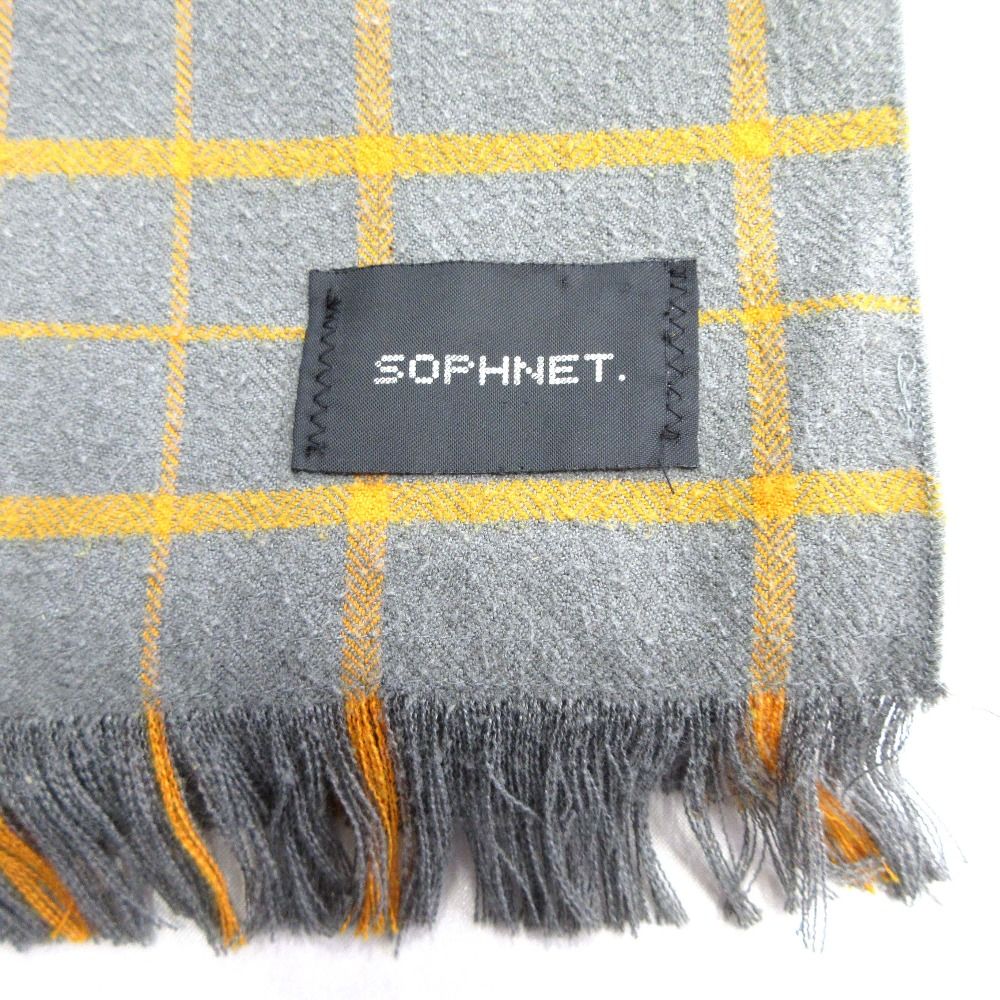 SOPHNET. ソフネット チェック柄 マフラー ストール フリンジ 薄手  