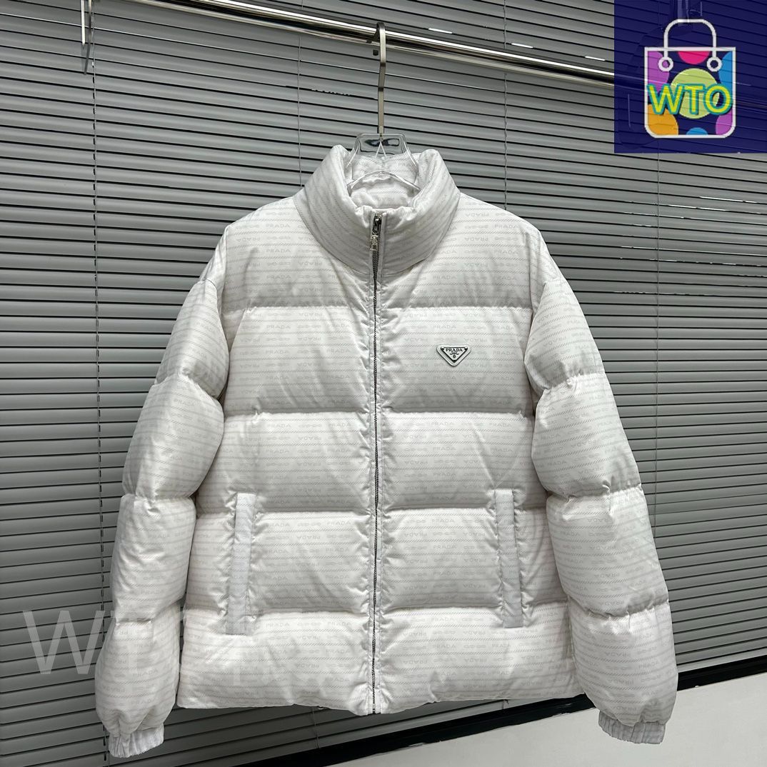 PRADA ホワイトダウンジャケット White Re-Nylon cropped convertible down jacket | PRADA