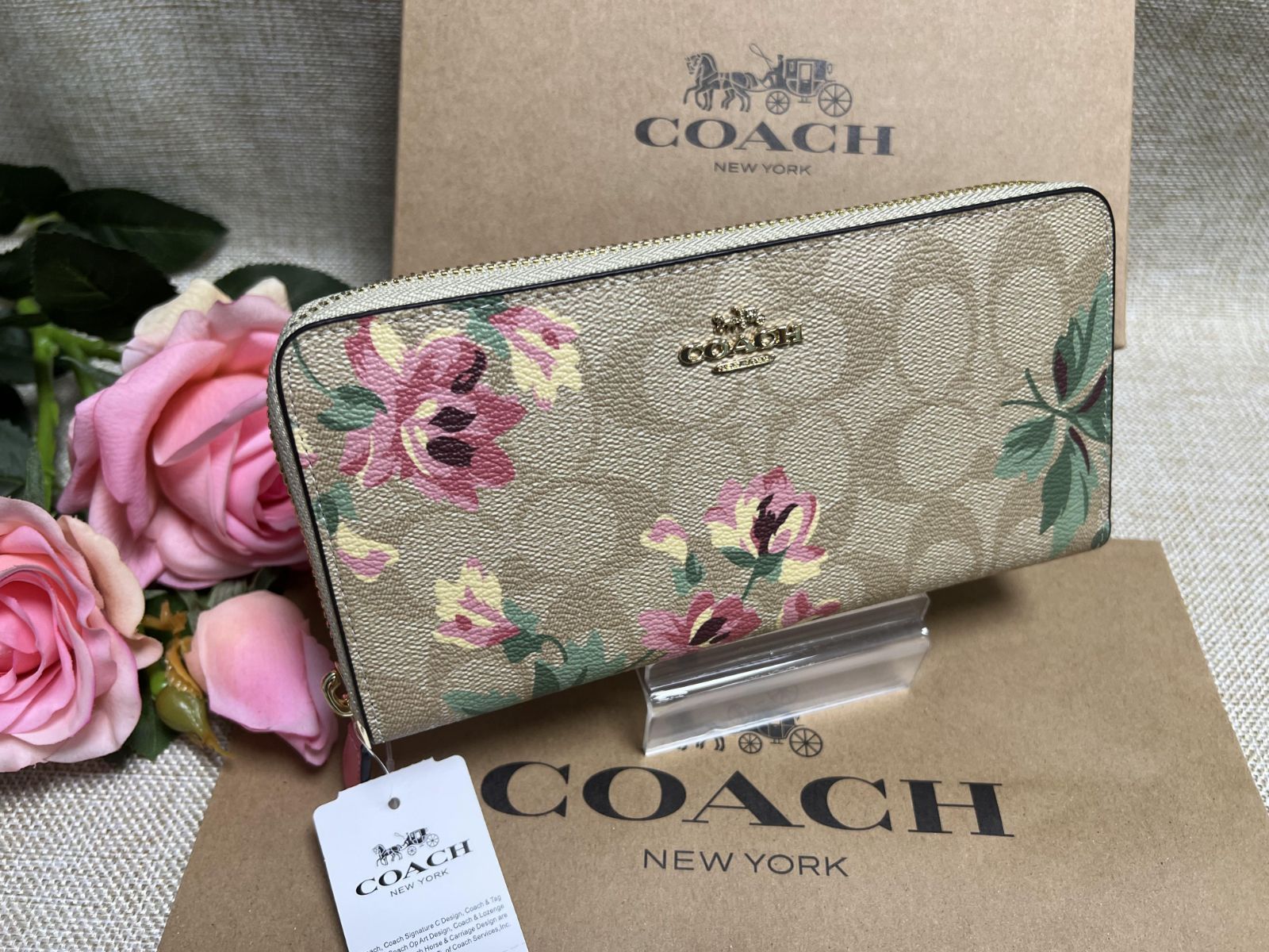 コーチ COACH 長財布 財布 シグネチャー フローラル リリィ プリント ...