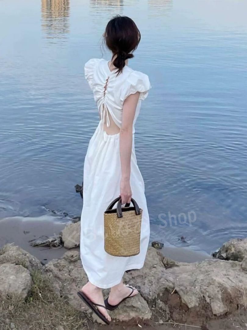 ?ファッション?春夏ロングワンピース♪シンプルで海レジャーに最適