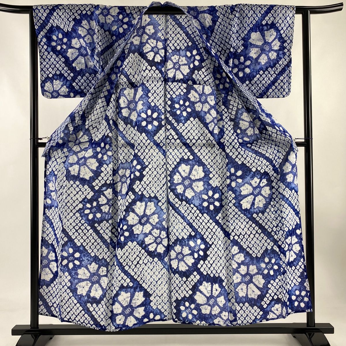 浴衣 身丈156cm 裄丈64cm 綿 名品 浴衣 身丈156cm 裄丈64cm M 絞り 浴衣 身丈156cm 裄丈60.5cm S 絞り浴衣 蝶 幾何学模様 青灰色