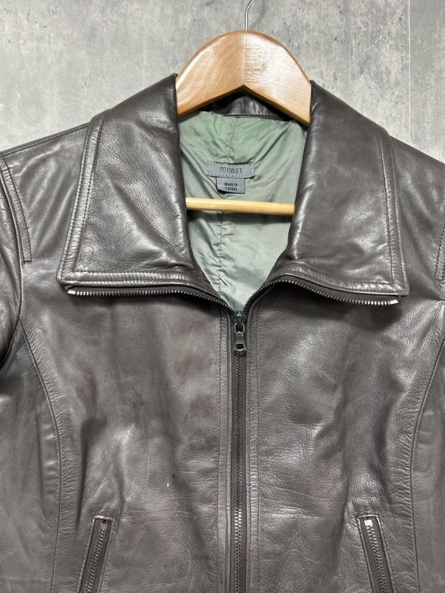 m0851 ベーシック 本革 牛革 ライダース ジャケット size40 こげ茶 ◎レディース