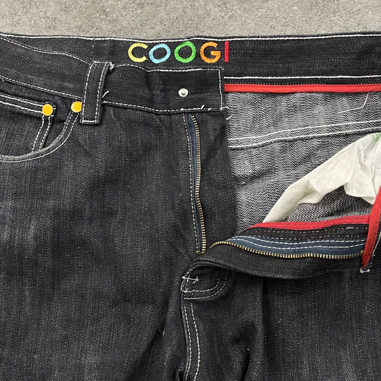 O1 y2k archive Coogi Baggy Black Jeans Denim Hip-Hop B-BOY