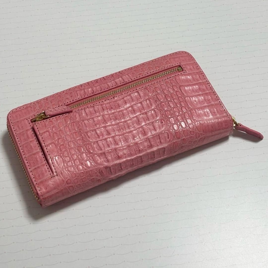 カイマン 長財布 財布 ラウンドファスナー ワニ革 新品 ピンク