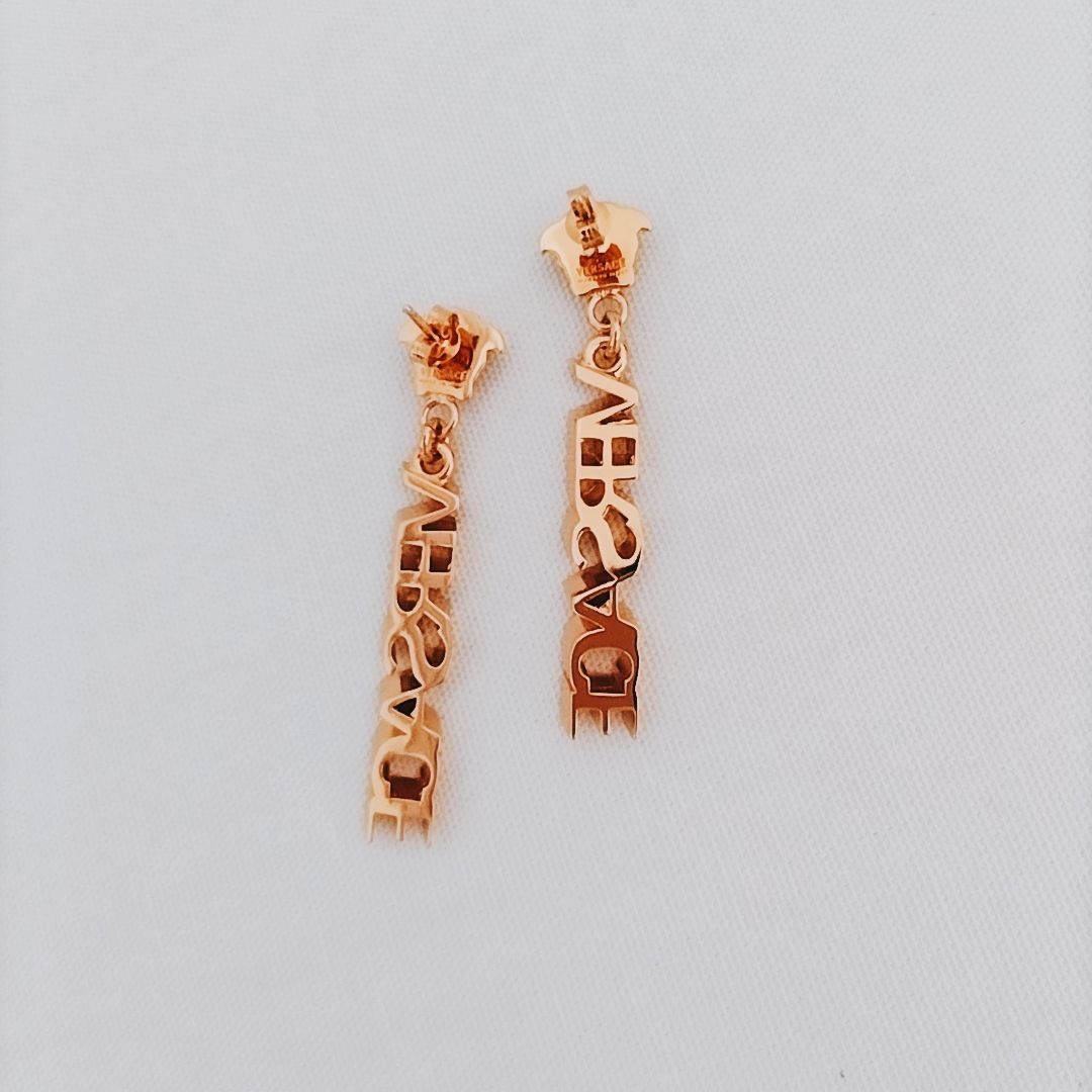 VERSACE ラ メドゥーサ ロゴ ドロップ ピアス ヴェルサーチェ WWW_SHINETEETH_COM