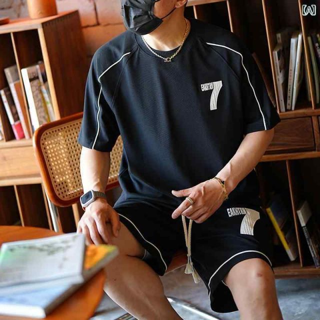 種類20：M 120 Jin-130 /D：アプリコットショーツ メンズ ファッション 服 男性用 オシャレ シンプル 大人 かっこいい 大きいサイズ ストリート 紳士服 アメリカン ストリート 文字 刺繍 カジュアル 半袖 T シャツ 夏 ラグラン 半袖 ス