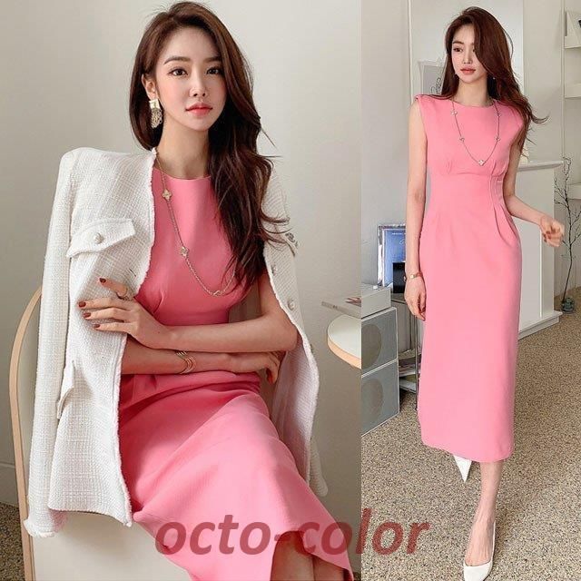 ワンピース タイト 結婚式 ピンク エレガント ロング 韓国 imgrc0081463733.jpg