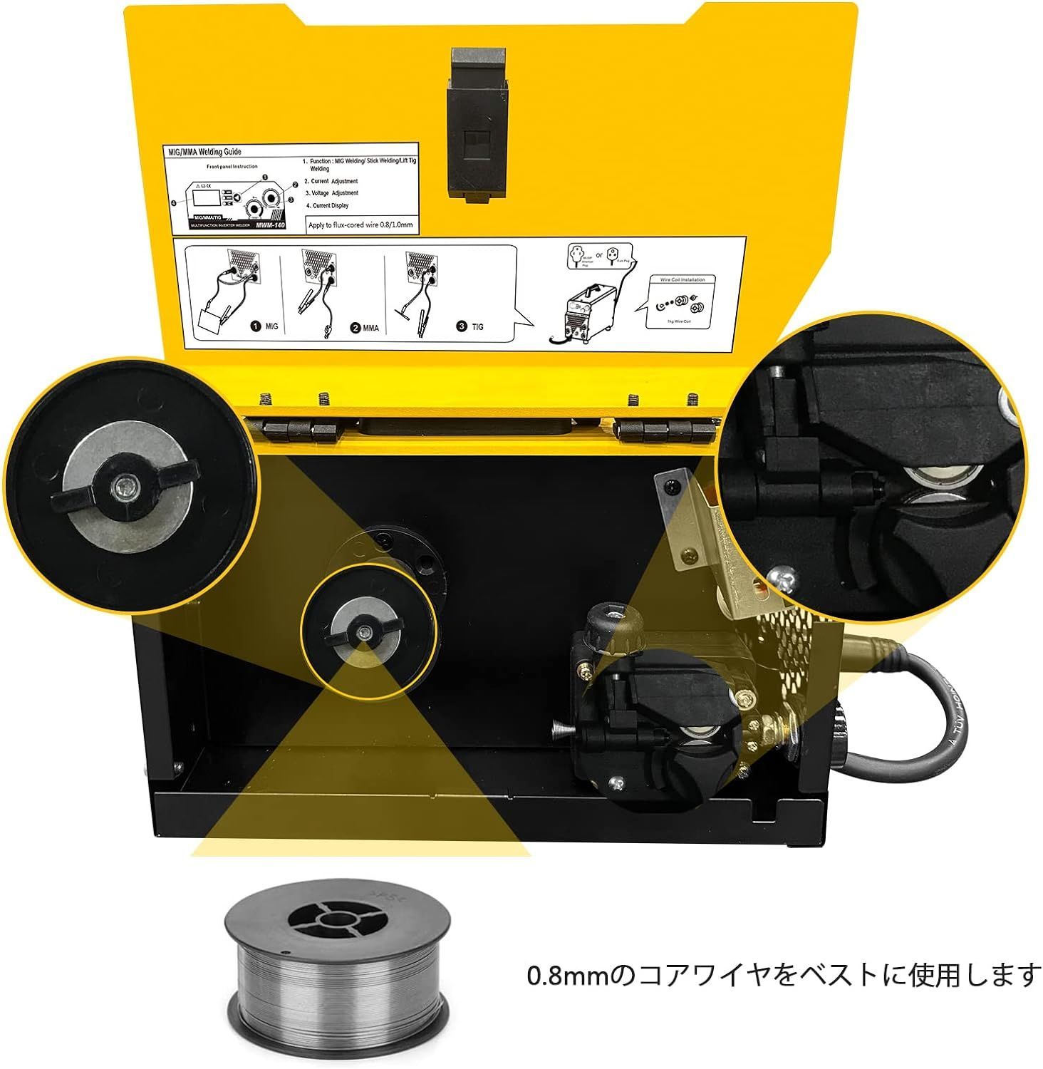 半自動溶接機MYYWELD MWM-140 MIG/MMA/LIFT TIG ノンガス溶接機 100V 