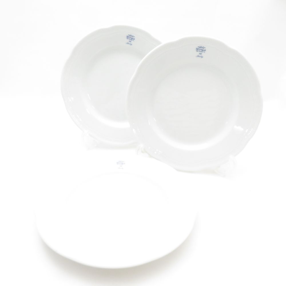 リチャードジノリ☆ボンジョルノ ブルーロゴ デザート皿 約20cm 4枚セット