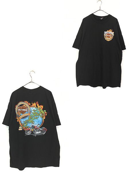 古着 10s HARLEY DAVIDSON ファイヤー シールド&バー Tシャツ XL 美品