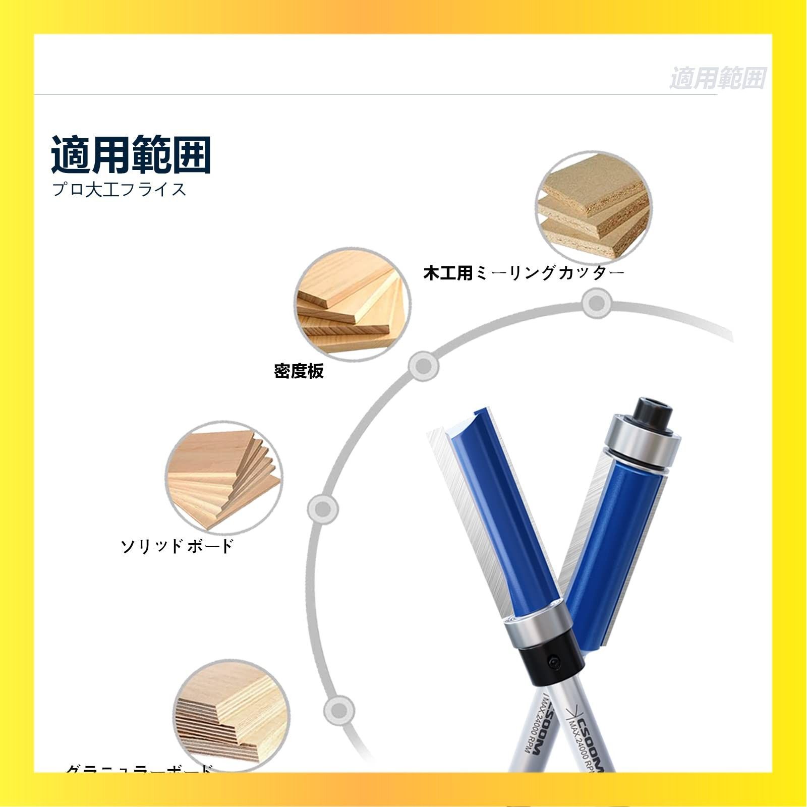 CSOOM Pro プロ木工トリマービットセット 軸径 超硬ルーターセット
