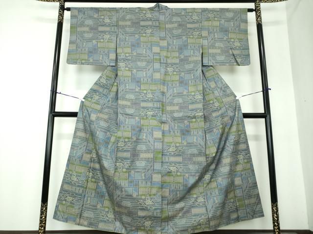 平和屋着物●本場大島紬 7マルキ 日本風景 囲炉裏 正絹 DAAS3836ps
