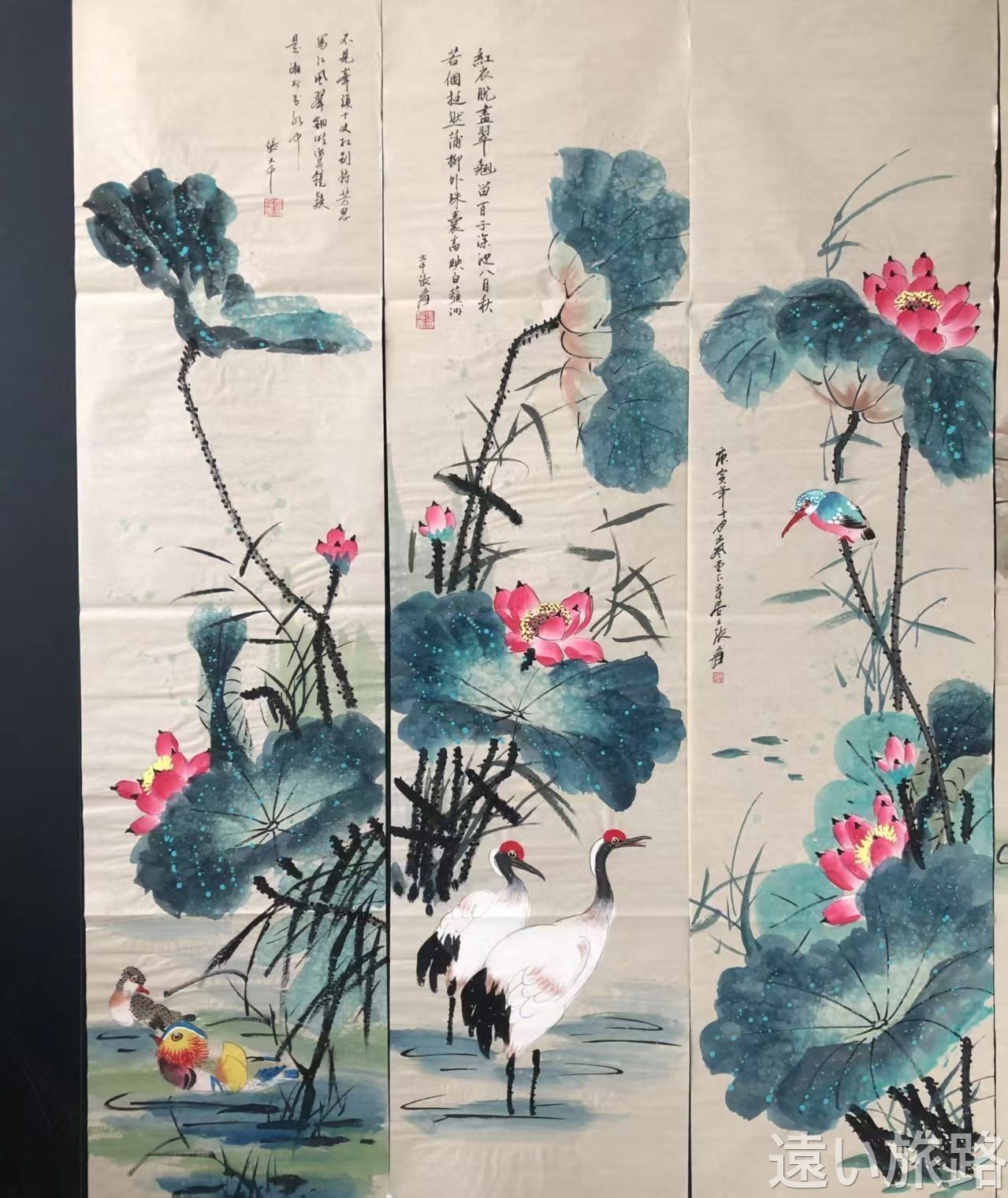 中国美術・純手描き花鳥画掛軸・国画・張大千印款・宣紙・賞物