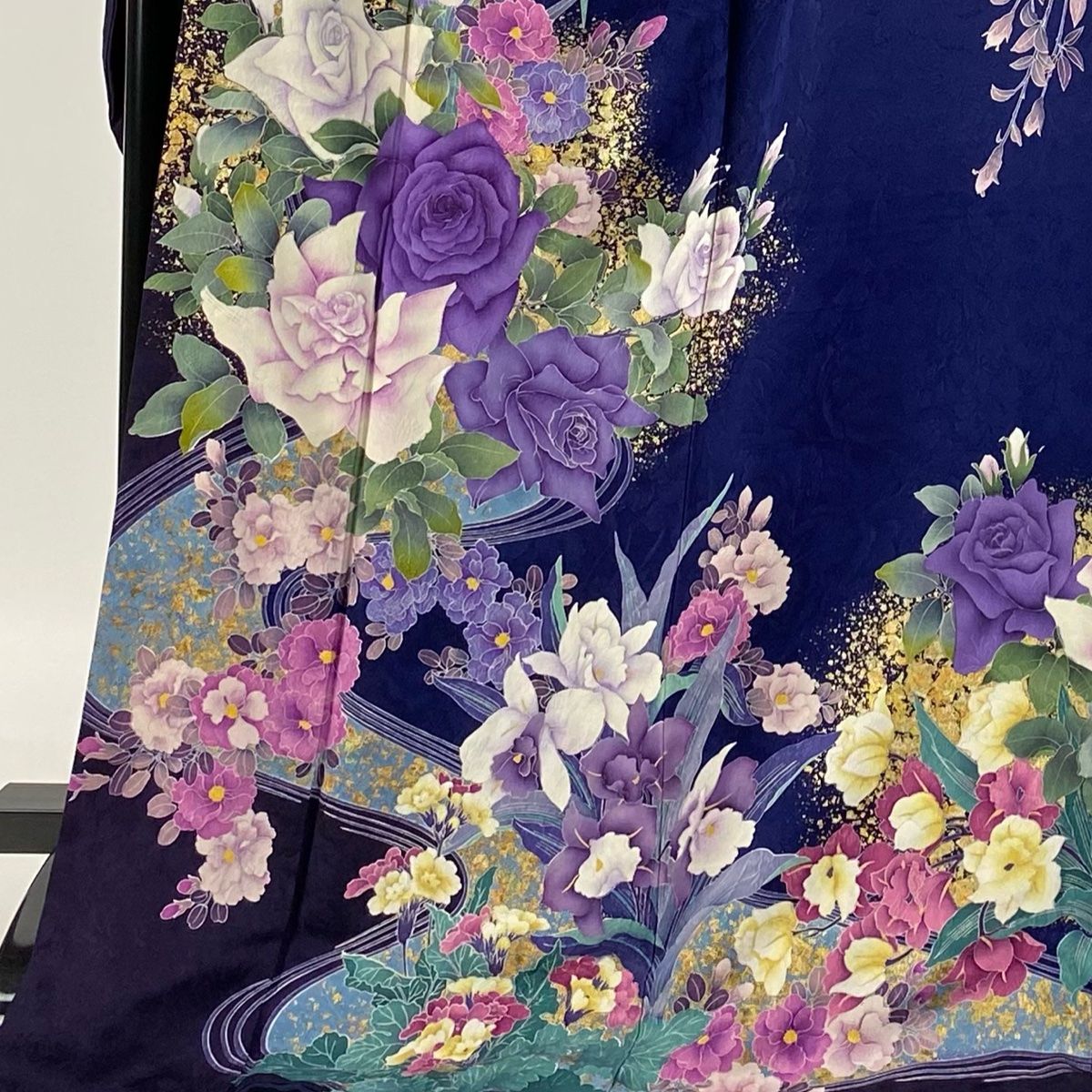 振袖 身長148-163cm 黒　紫　赤　ゴールド　薔薇　正絹 soubien_fu280m-5451