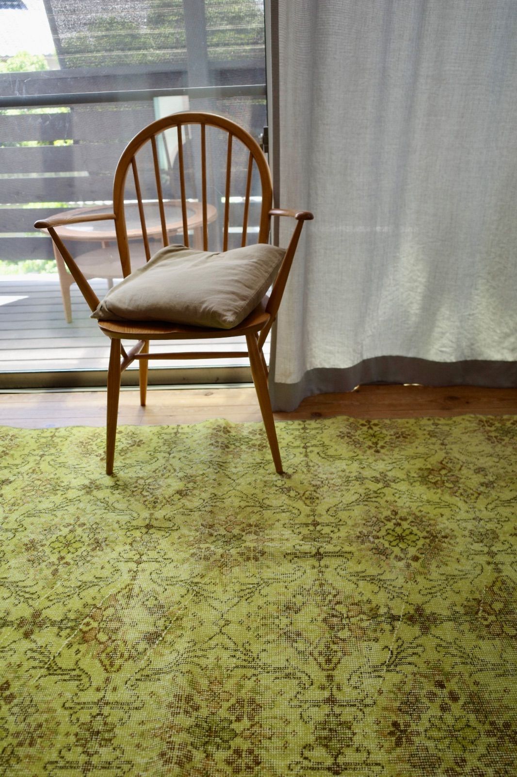 大判 トルコ ヴィンテージラグ レモンイエロー オーバーダイ イエロー