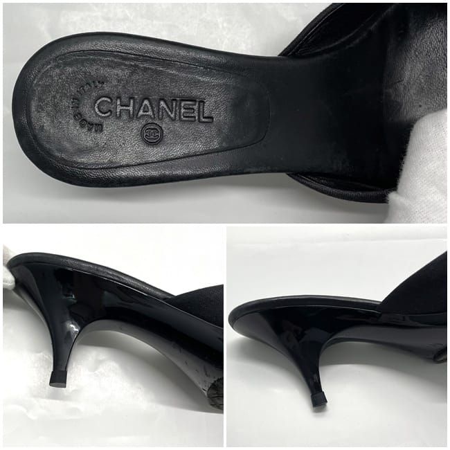 シャネル ミュール ブラック ココマーク 美品 22.5cm レザー ウール  