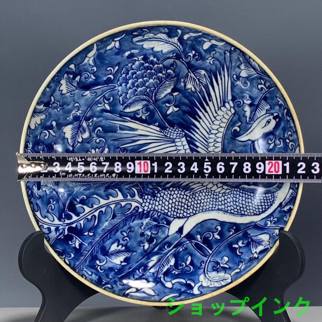 大清康熙年制青花氷梅鳳紋賞盤 景徳鎮 陶磁器 装飾品 現代工芸品