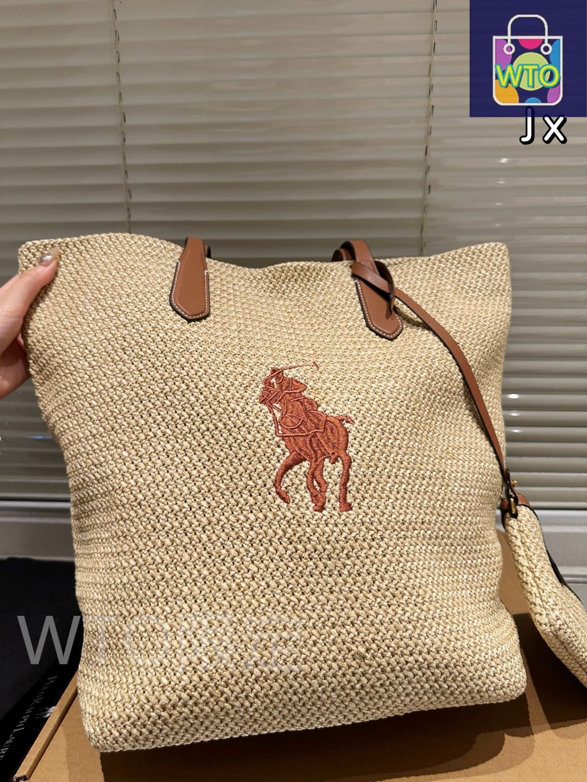 【新品未使用】Lauren Ralph Lauren ラフィアバッグ 今日WTO】Ralph Lauren ラルフローレン 新作 ラフィアバッグ 大