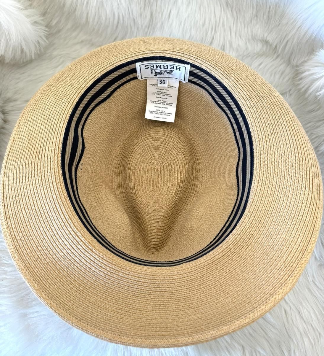 エルメス　新品未使用　ストローハット　パナマ　麦わら帽子　HERMES 中古】 HERMES （エルメス） ｽﾄﾛｰﾊｯﾄ 麦わら帽子 パナマハット