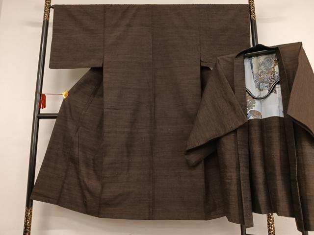 平和屋着物男性　結城紬　アンサンブル　杢　正絹　逸品　AAAP0704oa