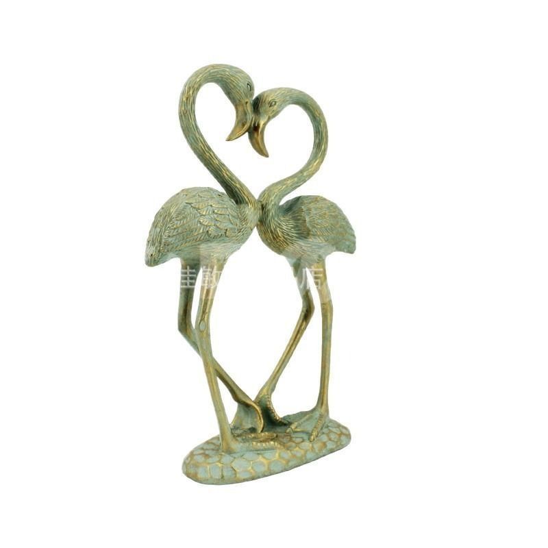 オブジェ 置物 2羽のフラミンゴ 鳥 ゴールド系 オシャレ インテリア リビング ダイニング 玄関 寝室 装飾 オーナメント 樹脂 プレゼント ギフト オシャレ 棚装飾 NEXPOTALLINN_EU