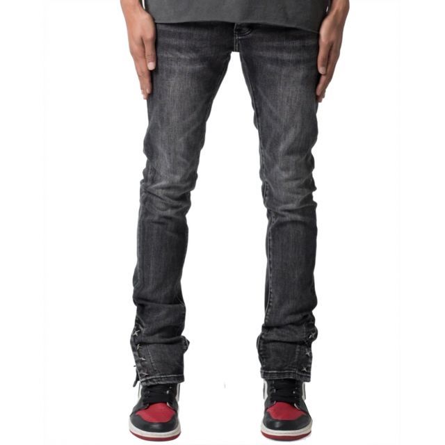 【送料無料】mnml M588 SNAP スキニー デニム パンツ フレアカット ブーツカット ウォッシュドブラック 黒 SLIM DENIM PANTS Washed Black ミニマル