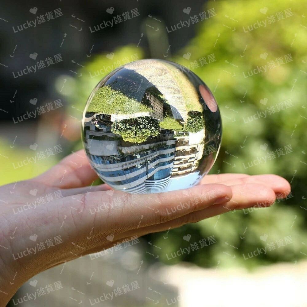 置物 水晶球 クリスタル 8cm 中 木製 台座付き 運気急上昇 占い