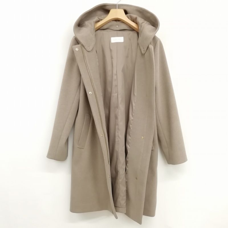 GLOBAL WORK ノーカラーロングコート ベージュ GLOBAL WORK グローバルワーク コート ノーカラー ロング ファー