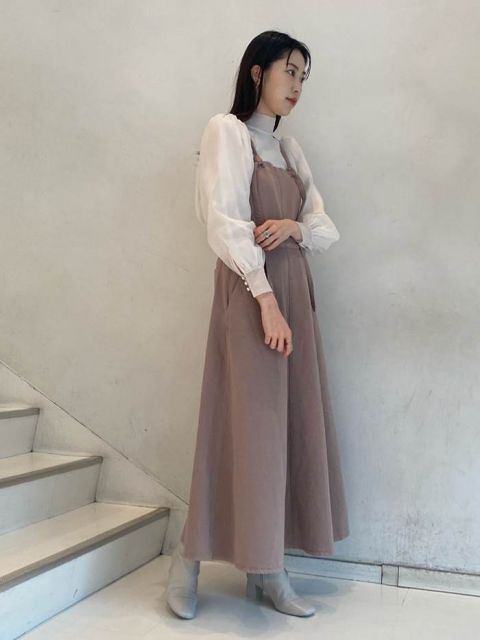 トップス シャツ ブラウス シフォンシャツ 袖あり 長袖 パフスリーブ