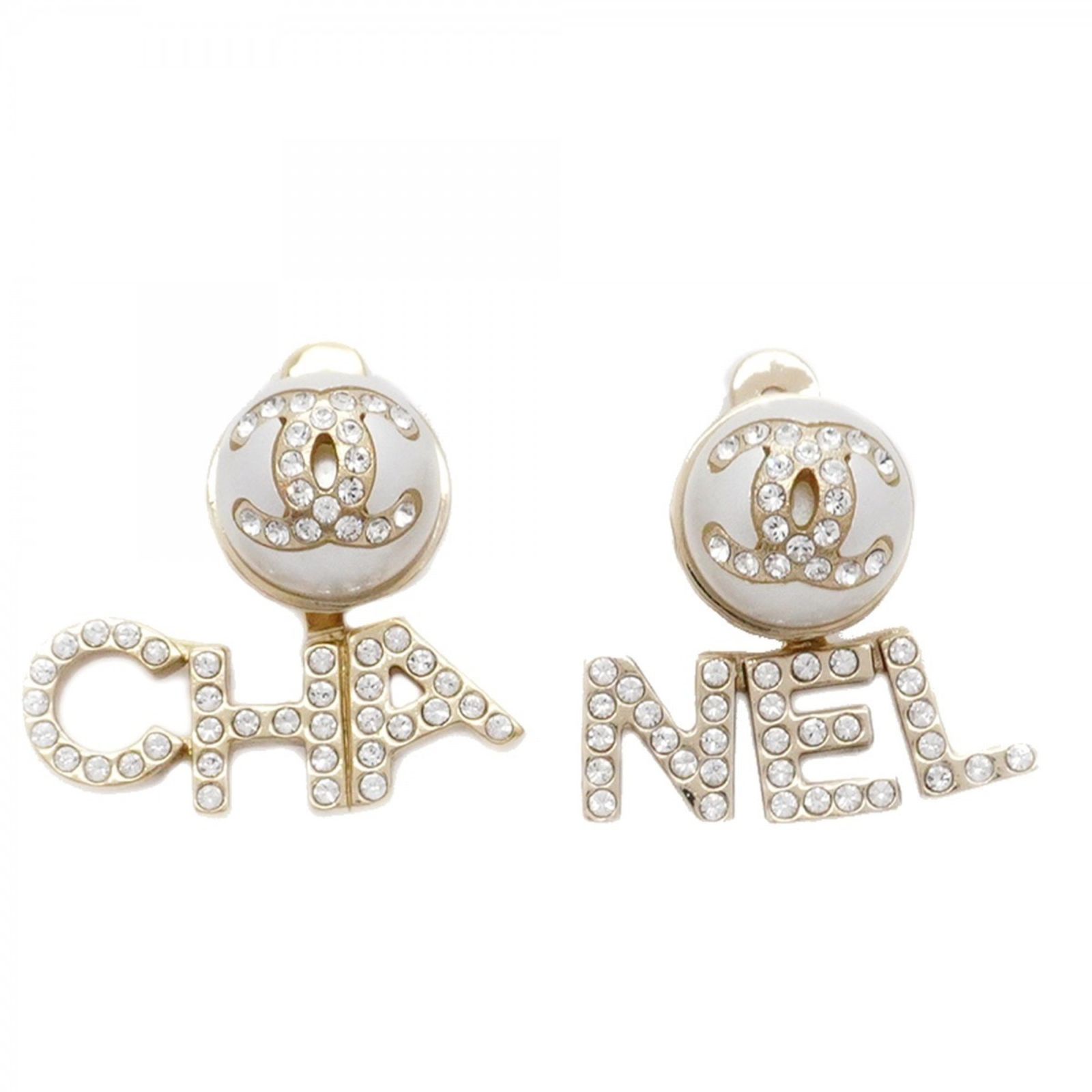 片耳のみ シャネル フェイクパール ラインストーン ピアス ココマーク GP CHANEL - シャネル CHANEL ココマーク ピアス ジュエリー GP