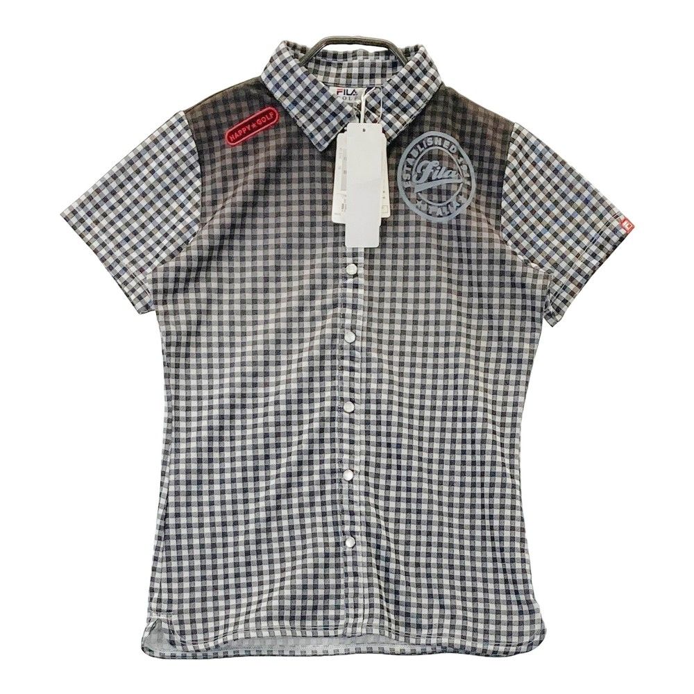 サイズ：M FILA GOLF フィラゴルフ  半袖ポロシャツ チェック柄 グレー系 [240101289758]# ゴルフウェア レディース ストスト