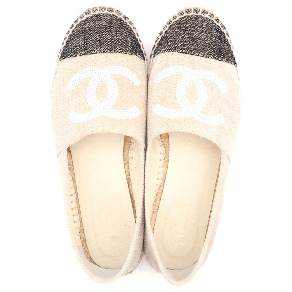 シャネル　エスパドリーユ　スパンコール　38 シャネルエスパドリーユスパンコール38