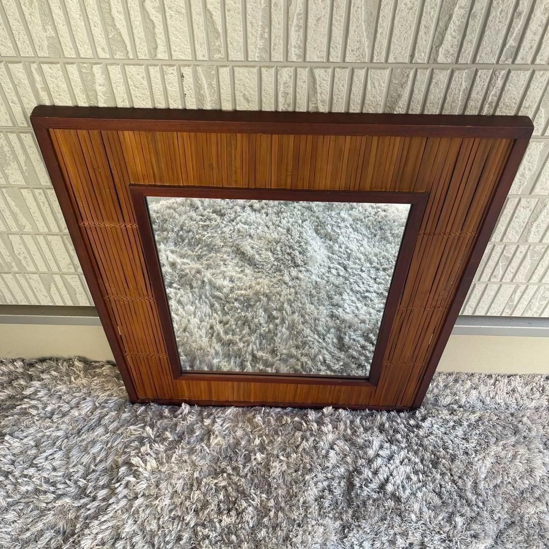 竹製 インテリア バンブー 鏡 壁掛け 立て掛け 昭和レトロ アジアンテイスト