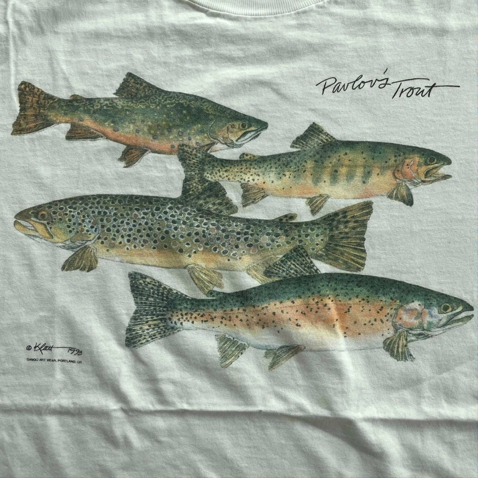 USA製 フィッシング アニマル Tシャツ トラウト 魚 90s