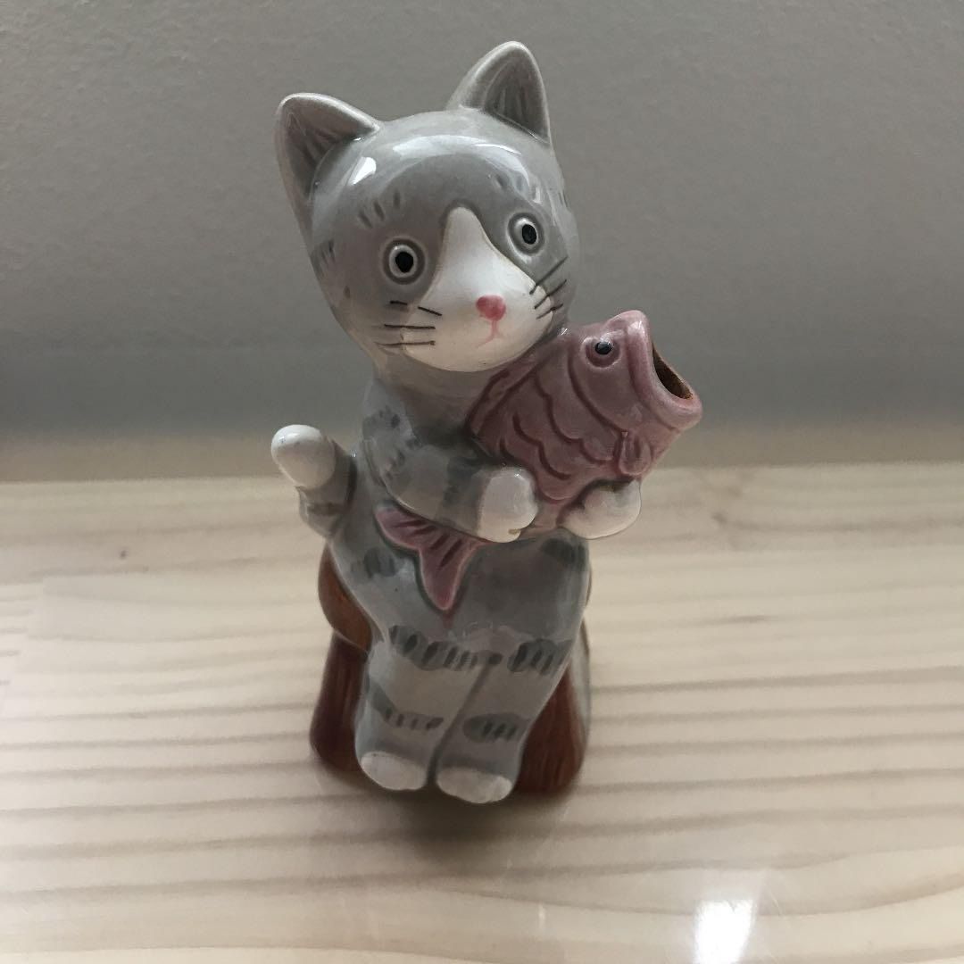 セトクラフト Midori 猫 置物 陶器 レトロ 香炉 お香立て ネコ ねこ - 置物