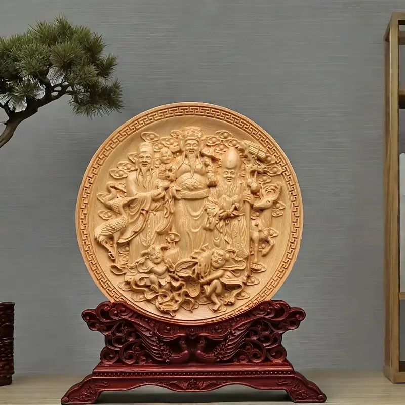 置物 装飾品 オーナメント 彫刻 木彫り ドラゴン 龍 鳳凰 木製