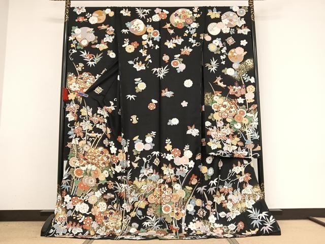 ヌ*ー様 (あ784)珍品✨アンティーク振袖㊗️光沢のある緑 渋い黒の祝い模様③ 黒-734の振袖デザイン | 柴宗の振袖カタログ｜豊田市 みよし市