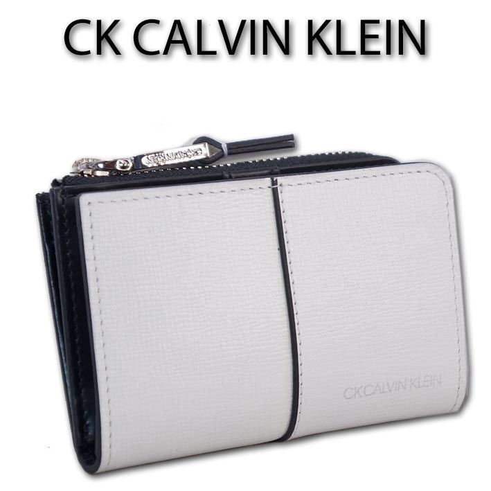 CKカルバンクライン CK CALVIN KLEIN 牛革 キーケース 兼 コインケース センター メンズ ホワイト 白 定価12,100円 小銭入れ レザー 本革 スマートキー プレゼント ギフト 無料ラッピング可能