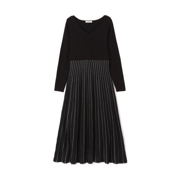 プロポーションボディドレッシング カジュアルドレス レース編みニットワンピース レディース ブラック