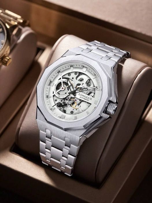 腕時計 メンズ 機械式 1個 メンズ 中空 自動巻き機械式 防水 スチールバンド 腕時計 日常着用 - ギフトに最適