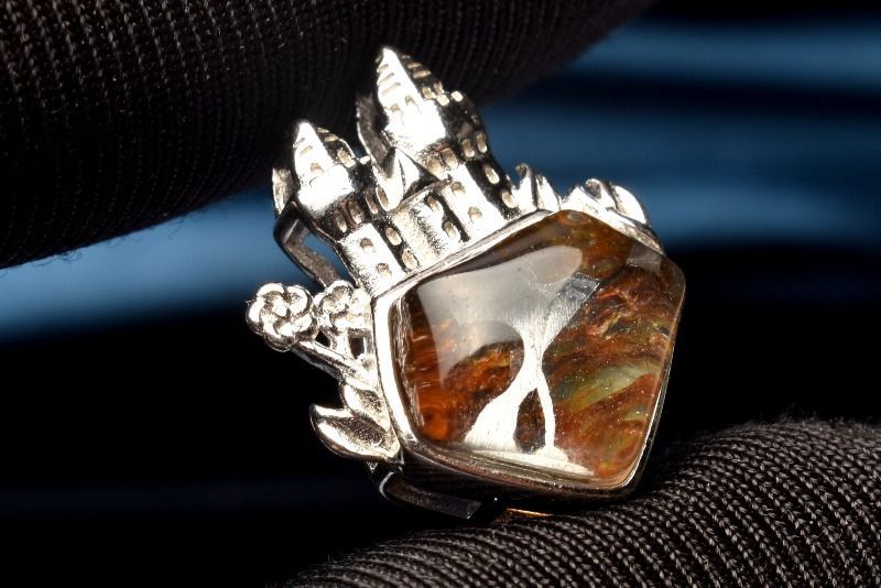 シルバー925◇希少 パラサイト隕石 10x12mm キャッスル ペンダント