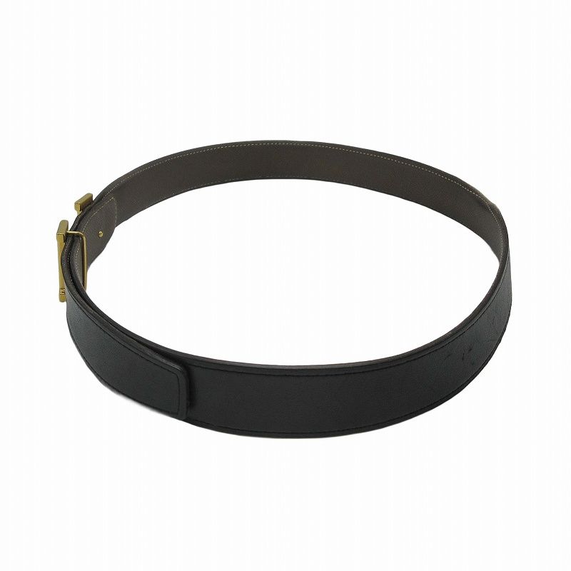 黒レザー H型バックル ベルト　エルメス ベルトバックル 《Hエケストル》 & リバーシブルベルト