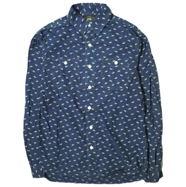 RRL ラルフローレン　花柄　半袖シャツ　ピンタック　インディゴ　現行品 RRL ラルフローレン 花柄 半袖シャツ ピンタック インディゴ