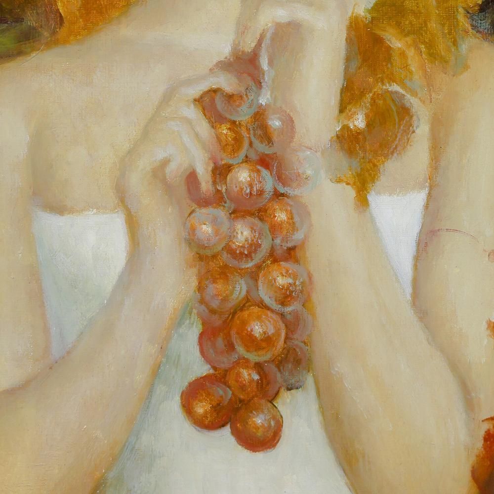 6号 葡萄を抱く清らかな瞳の少女名画