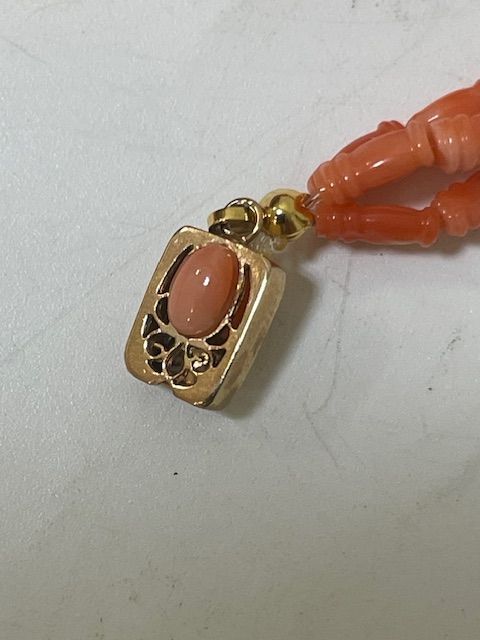 27523】 本珊瑚/血赤珊瑚/赤珊瑚 丸玉 ネックレス/ 2点セット