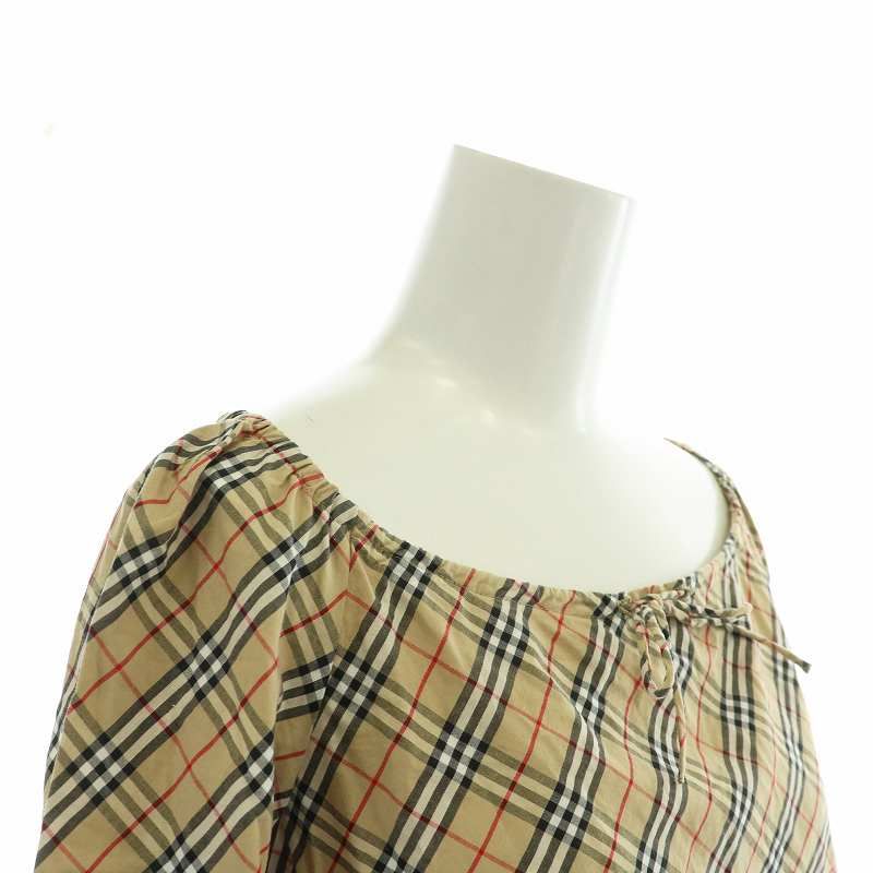 バーバリーブルーレーベル リボン付きブラウス ノバチェック 38 Msize BURBERRY/バーバリーブルーレーベルのノバチェックリボン
