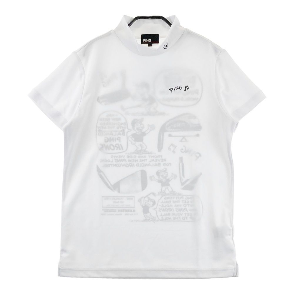 PING 2023年モデル ハイネック 半袖Tシャツ 総柄 S PING モックネックシャツ　Mサイズ サイズ：M PING ピン 2023年モデル モックネック 半袖Tシャツ ホワイト系  [240101442251] ゴルフウェア メンズ ストスト ピン（PING）モックネック ゴルフ メンズ 半袖ハイネックシャツ