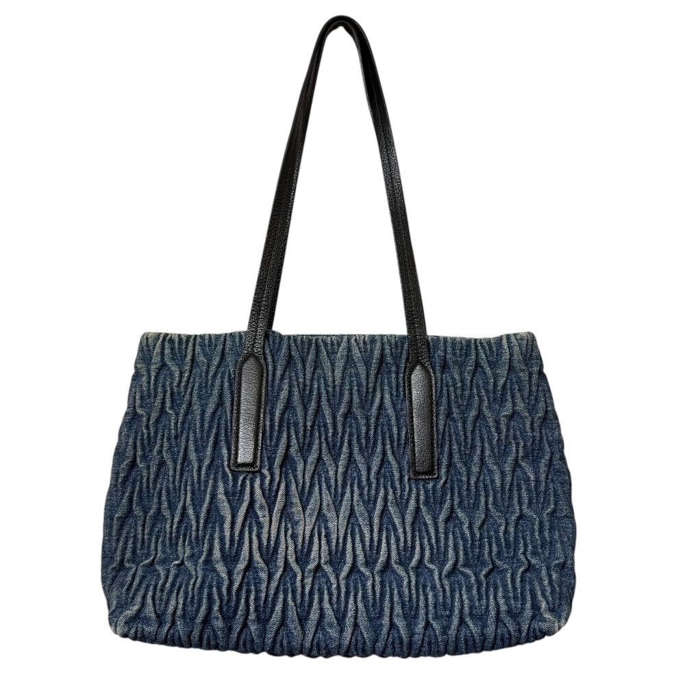 美品 miumiu ミュウミュウ デニムマテラッセ トートバッグ インディゴ