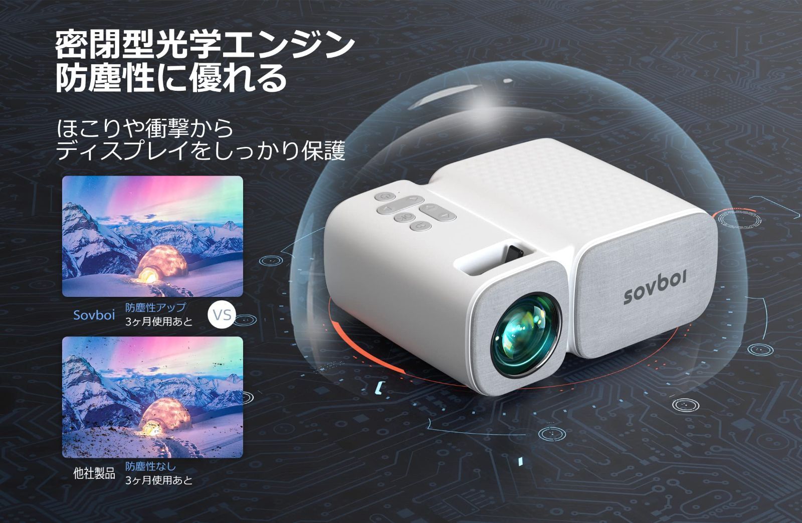 Sovboi プロジェクター 超小型 1080PフルHD 10000lm 5GWIFI 家庭用 - 短距離投影 天井投影 ズーム機能 ホーム プロジェクター ホームシアター スマホ画面共有 250インチ大画面 HIFIスピーカー内蔵 TV Stick - メルカリ