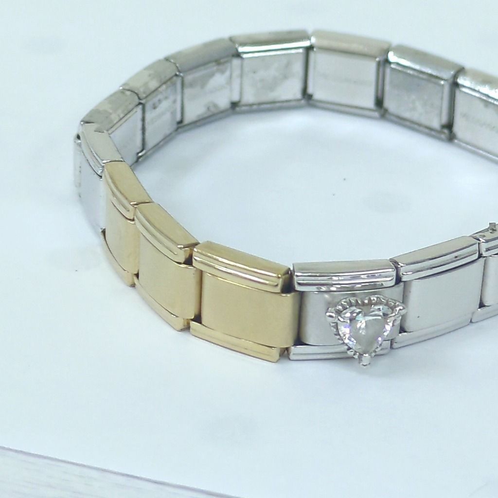 ナラカミーチェ メッサジオ 伸縮ブレスレット ハート/ラインストーン チャーム付 ナラカミーチェ メッサジオ 伸縮ブレスレット ハート/ライン